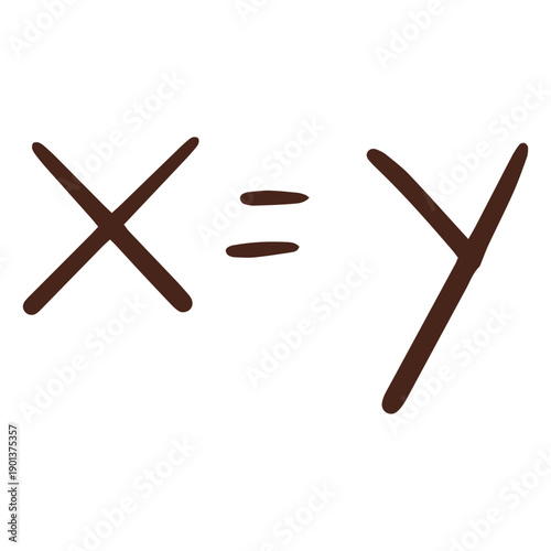 X=y equivalence formula hand drawn element