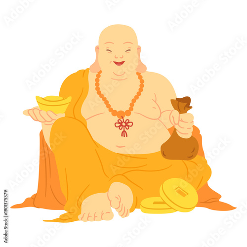 Happy buddha illustration happy
