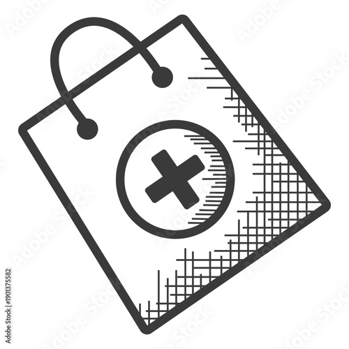 Pharmacy bag black and white icon