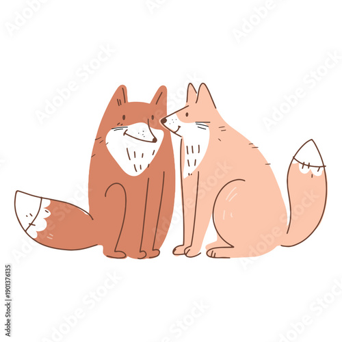 Valentine foxes couple