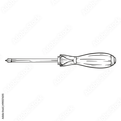 Screwdriver hand drawn