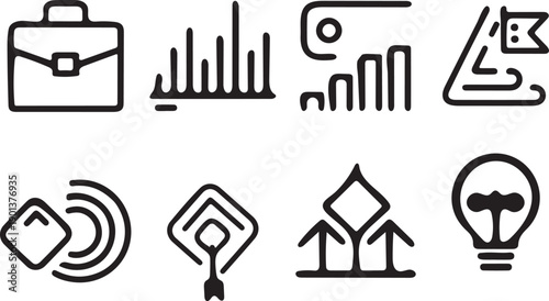 Vector illustration set of radio and audio icons featuring kitchen tools like a fork, spoon, and knife for a music restaurant menu logo design ai generate.