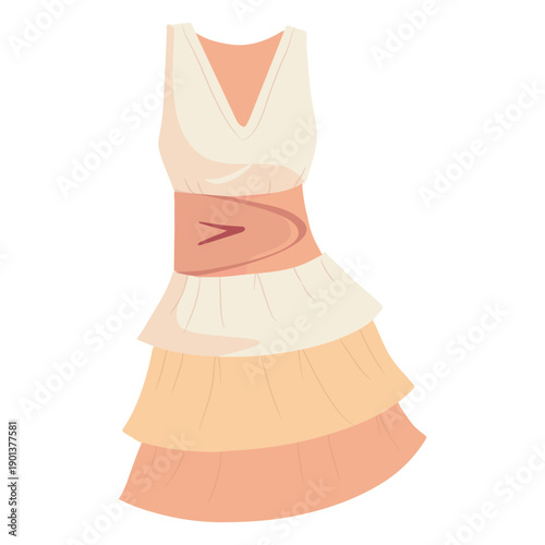 Outfit female pleated dress illustration