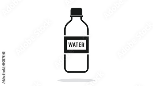 Silhouette of a plastic water bottle with a labeled middle section promotes healthy daily hydration and clean drinking water.
