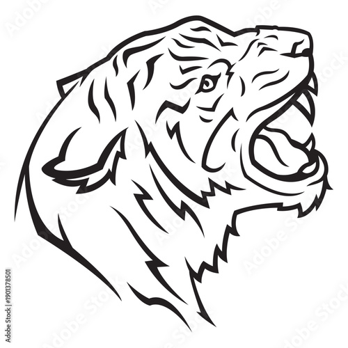 Tiger head side view stroke