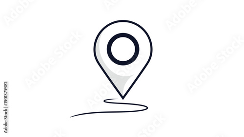 Map pin location icon with a trailing line indicates a specific path, destination, and navigation point for traveling.