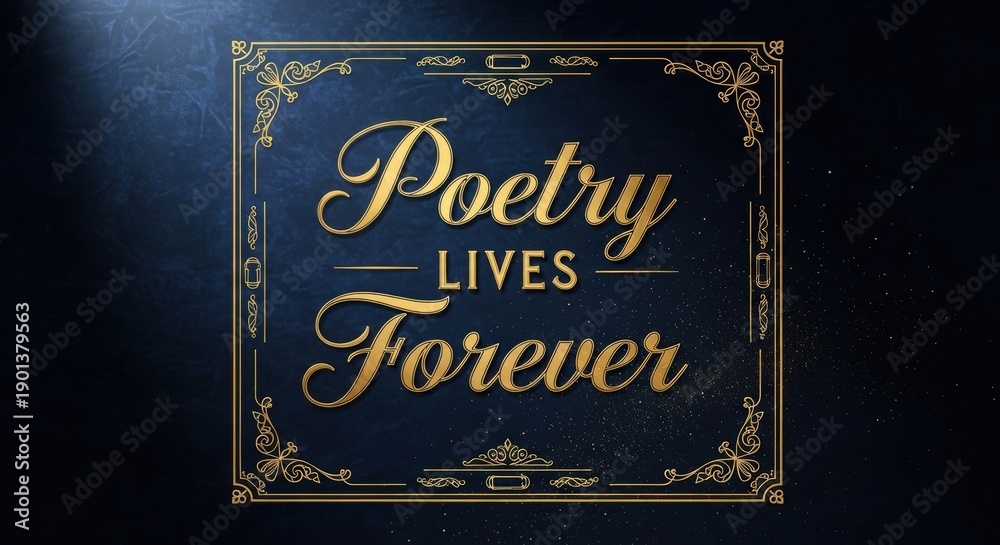 Fototapeta premium World Poetry Day March 21 Elegant Hand Lettered Calligraphy Poster with Quill and Parchment Texture