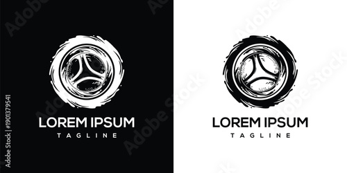 Car Wheel Logo Design - Grunge Style Tire Icon.
