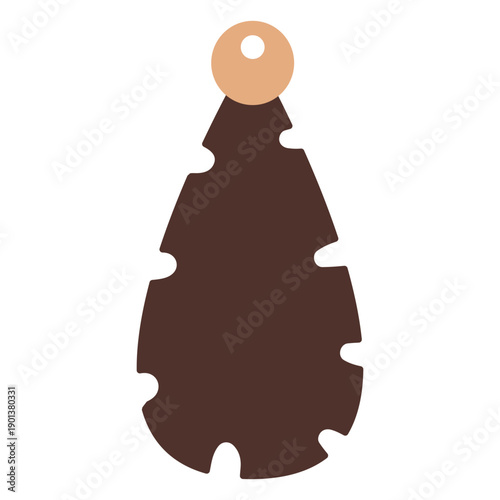 Teardrop leather earring flat