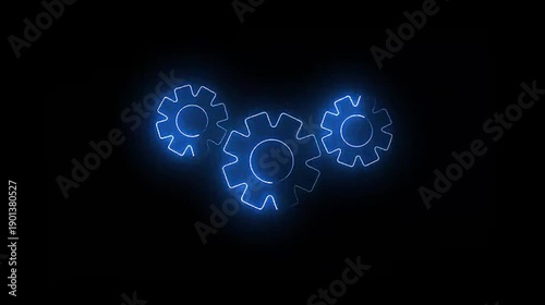 Wallpaper Mural An industrial fractal illustration of heart shaped smoke glowing with blue energy amidst a mechanical gear and technology design on a black background concept wallpaper Torontodigital.ca