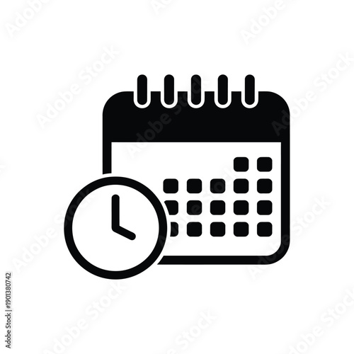 Simple calendar icon with a clock representing scheduling or appointments