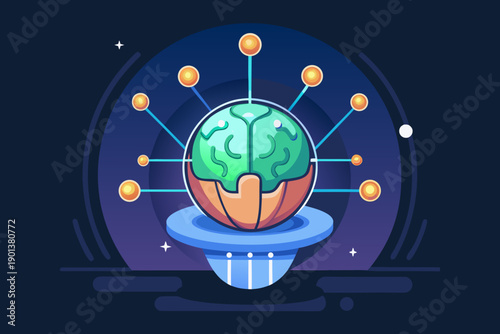 ai brain luminous orbs