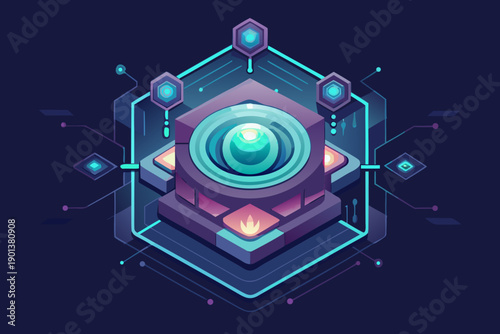 glowing intelligence core with perception signals