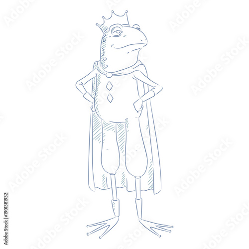 King proud frog character sketch