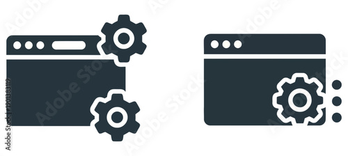 Web development and coding concepts with gear icons