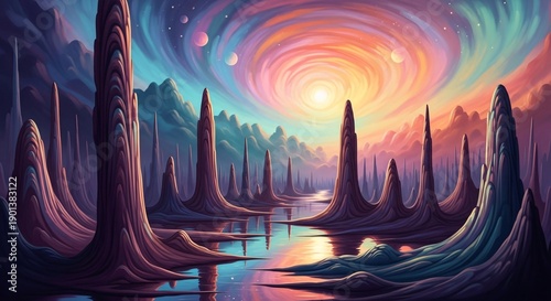 Dreamlike Surreal Abstract Landscape in Soft Artistic Colors