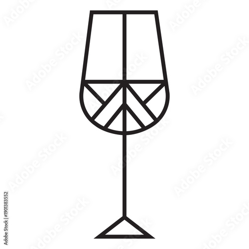 Geometric line wine glass stroke