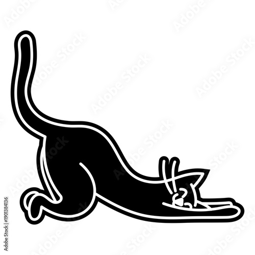Stretch yoga pose cat character cut out