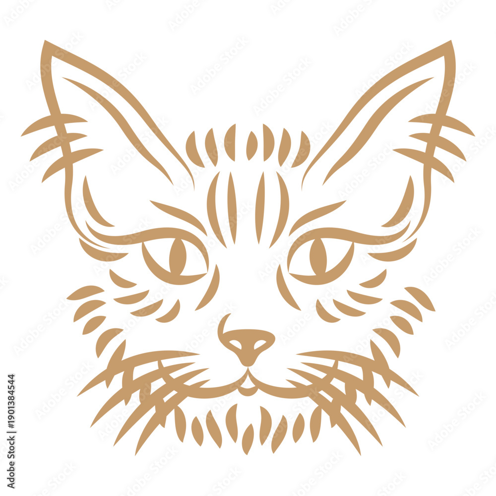 Obraz premium Cat head curve stroke