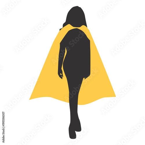 Walking superhero girl silhouette