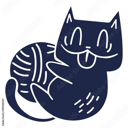 Cute cut out cartoon cat playing