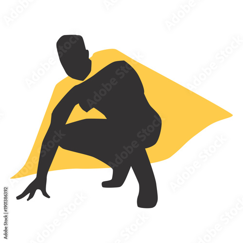 Kneeling superhero silhouette