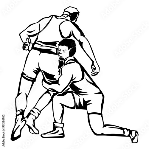 Wrestlers combat hold