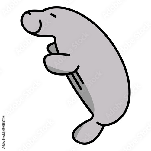 Cute sideways semi flat manatee