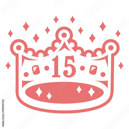 15th birthday crown filled stroke