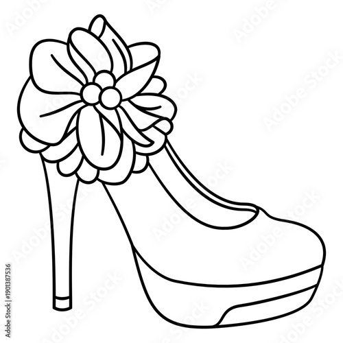 High heel with flower stroke