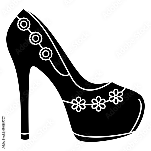 Ornamented cut out high heel shoe