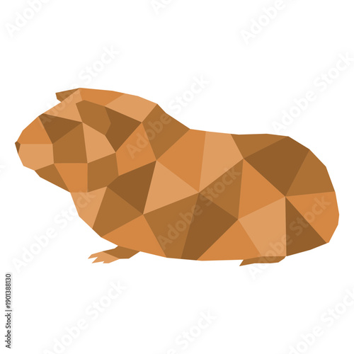 Sitting color polygonal guinea pig