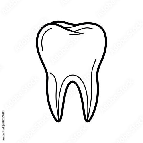 Tooth icon isolated on white background with dental and medical theme