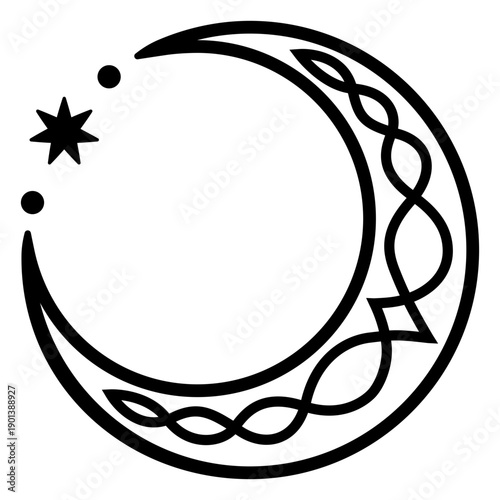 Ornamented moon stroke with star