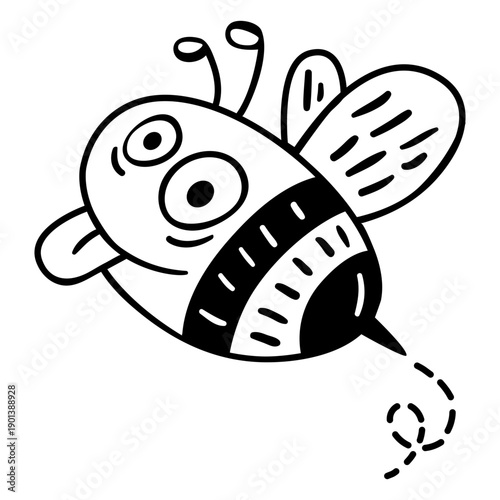 Cute filled stroke cartoon bee