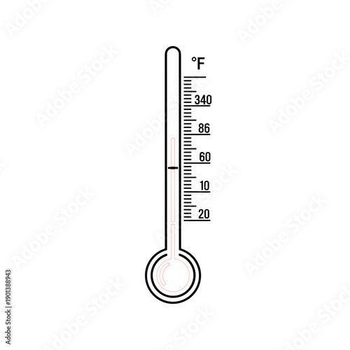 Simple vector illustration of a thermometer showing hot and cold temperature leve