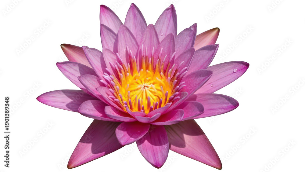 Fototapeta premium Beautiful pink water lily flower illustration isolated on transparent background