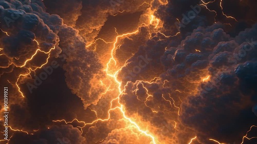 Intense Lightning Storm Illuminating Dark Volcanic Ash Clouds
