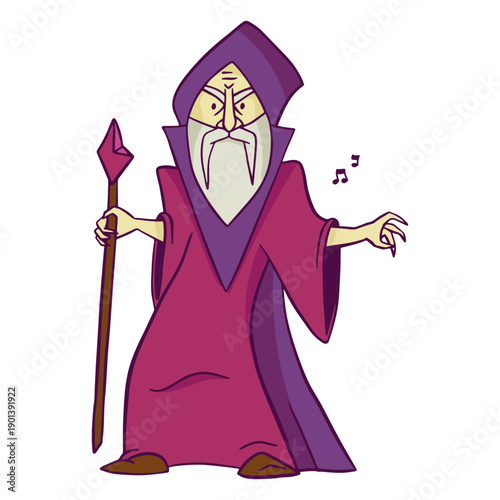 Purple sorcerer with staff color stroke