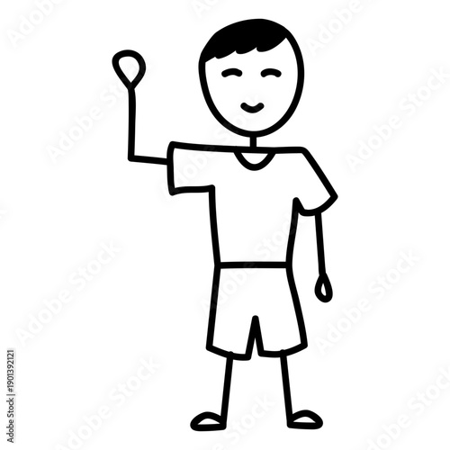 Standing and waving boy doodle