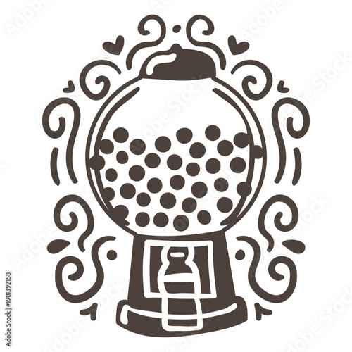 Bubblegum machine design filled stroke