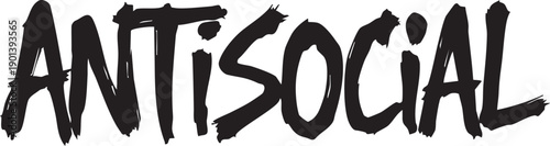 The word 'antisocial' written in bold black graffiti style letters on a white background
