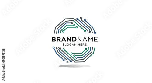 Circuit Board Logo Design Template Placeholder.