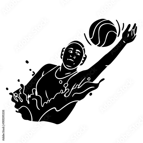 Waterpolo player cut out catching ball