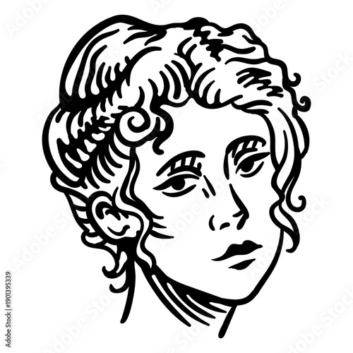 Lady profile portrait filled stroke