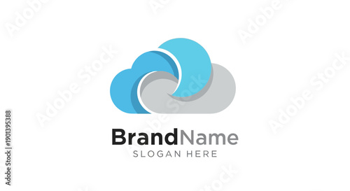 Cloud Logo Design with Brand Name.