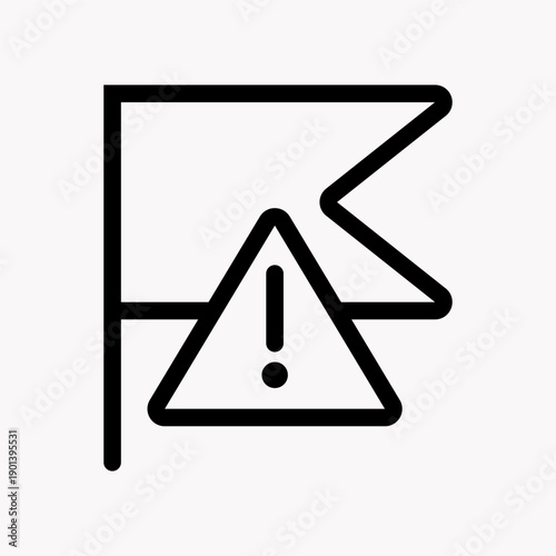 Red Flag Compliance Rounded Outline Icon