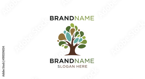 Colorful Tree Logo Design Element.