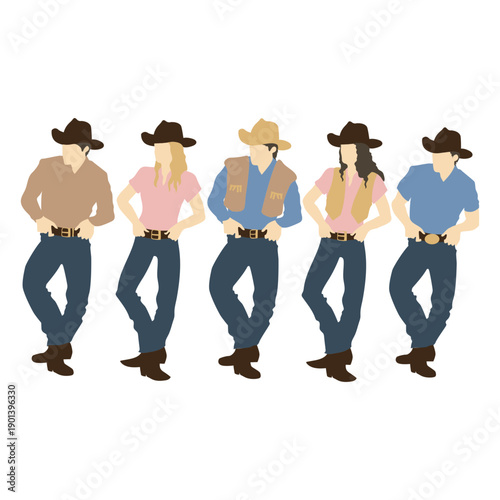 Group of cowboys flat