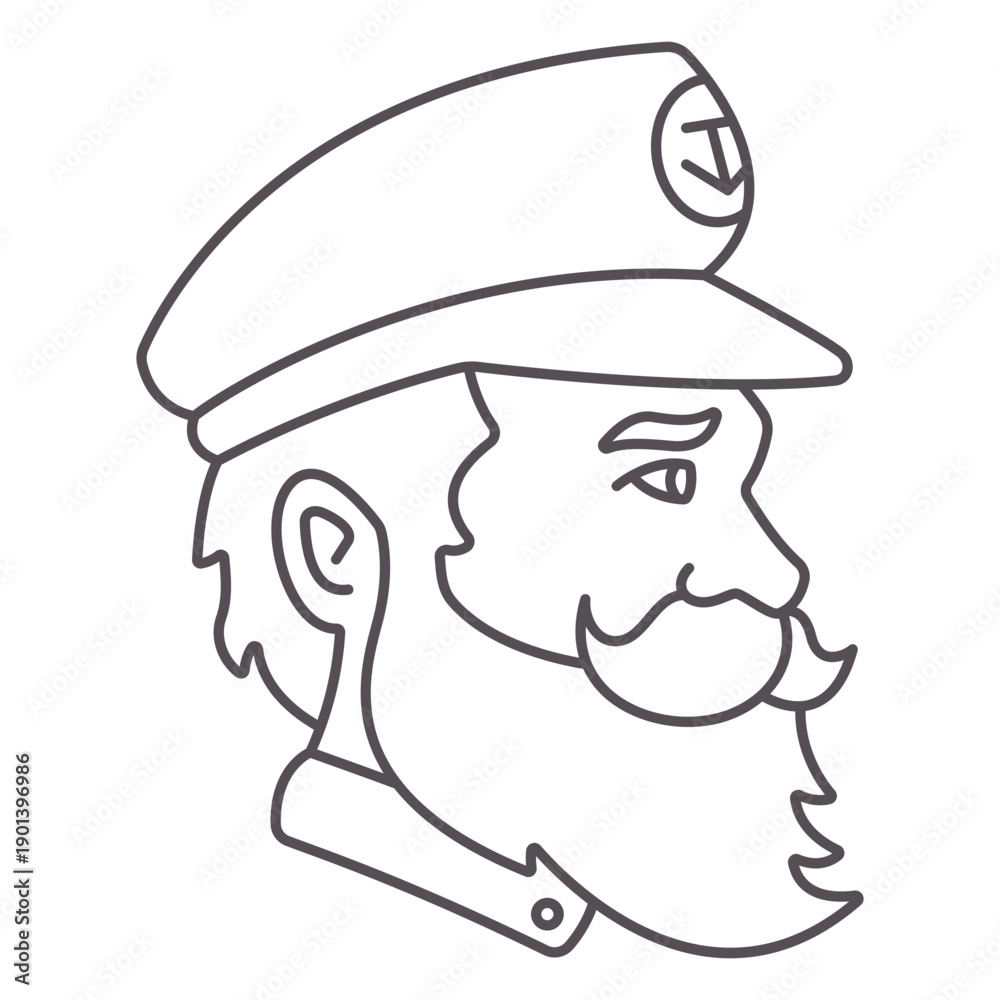 Obraz premium Ship's captain profile stroke